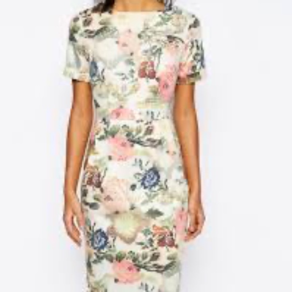 ASOS Occasion Floral Wiggle Dress Size 4 - Picture 1 of 6